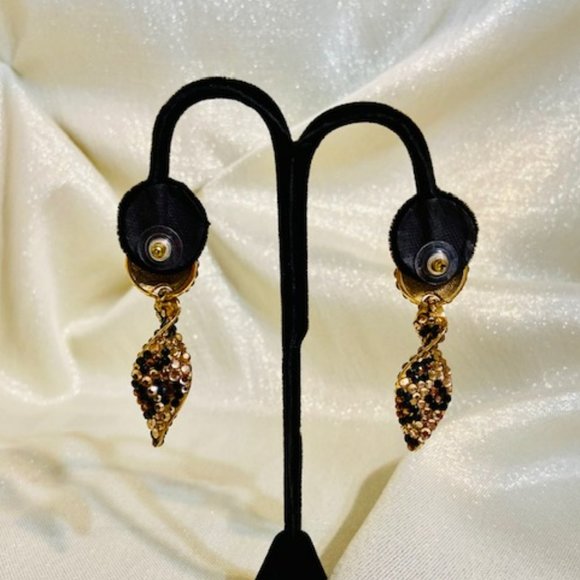 💖Beautiful Swarovski Crystals Leopard Print Dangle Earring 2 in. /E87 - Picture 4 of 4